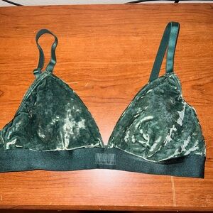 PINK crushed velvet green bralette